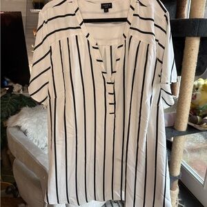 Torrid Black and White Striped Blouse